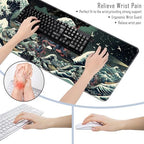 TGFEWYTJYJ Extended Gaming Mouse Pad,Memory Foam Ergonomic Keyboard Mouse Wrist Rest Support Set,Large Desk Mat with Stitched Edges,Non-Slip Base Mousepad Home Office,Octopus in The Japan Waves - Image 6