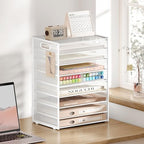 SUBEKYU 9 Tier Paper Letter Tray Desk Organizer with Handles - White Metal Mesh File Holder Paper Sorter Desk Organizer for Office Home School, Include 6 Pcs Adjustable Slid Tray, 6 Colors Available - Image 5