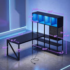 AODK 63" L Shaped Gaming Desk with Display Hutch and Large Desktop, Black - Image 2