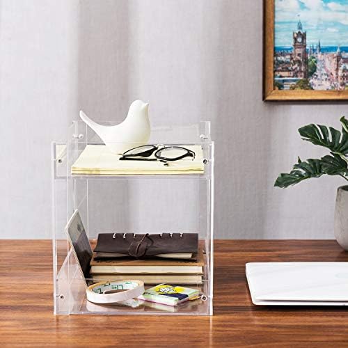 MyGift 2-Tier Premium Clear Acrylic Desk Letter Tray Organizer, A4 Size 2 Tier Document Organizer Desktop File Paper Holder Rack for Home and Office - Image 3