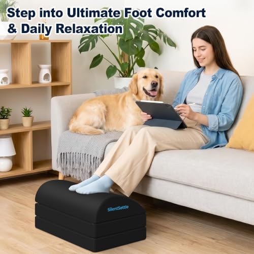 Foot Rest Under Desk, 3 Adjustable Heights Foot Stool, Black - Image 7