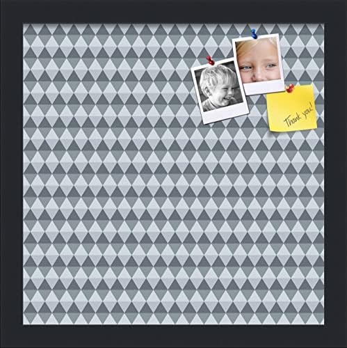 PinPix 13x13 inch Cork Bulletin Board. This Decorative Framed Pin Board Comes with Diamond Pattern in Grey and Blue Design and Satin Black. Ideal for Home, Office Decor or School (PinPix-227) by PinPixBulletinBoards