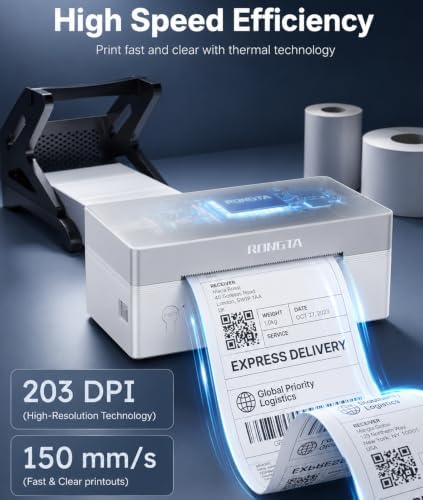 Rongta Bluetooth 4x6 Wireless Thermal Shipping Label Printer,White | Wireless Bluetooth Thermal Label Printer, Ideal for Shipping Labels for Package, Barcode Labels for Small Business - Image 5