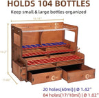 OPHIR Wooden Paint Organizer for 104 Bottles with 2 Brush Holder, 2 Drawer - Image 3