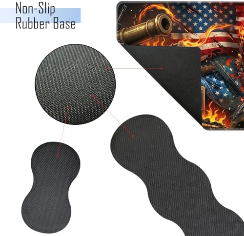 TGFEWYTJYJ Extended Gaming Mouse Pad,Memory Foam Ergonomic Keyboard Mouse Wrist Rest Support Set,Large Desk Mat with Stitched Edges,Non-Slip Base Mousepad Home Office,Flame Skull American Flag - Image 3
