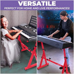 Liquid Stands Piano Keyboard Stand - Z Style Adjustable and Portable Heavy Duty Music Stand for Kids and Adults -Fits 54-88 Key Electric Pianos - Sturdy Musical Keyboard Stand (Red) - Image 6