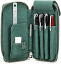 CONTACTS Full Grain Leather Pencil Case Handmade Vintage Zipper Pen Holder Pouch with Card Slot Pens Organizer Pockets Stationery Bag for Men and Women (Dark Green) by CONTACTS