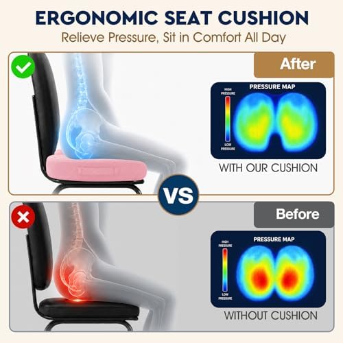TushGuard Seat Cushion, Memory Foam Office Chair Cushion - Pink, XXX-Large - Image 3