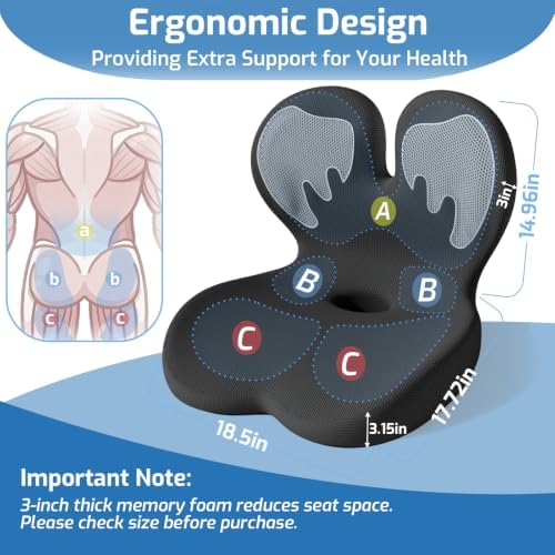 Seat Cushion with Lumbar Support Pillow,Ergonomic Chiar Cushion - Image 2