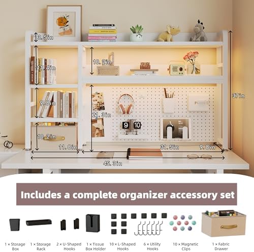 Desktop Hutch Bookshelf, 4-Tier Metal Desk Shelf for Top of Desk - Image 2