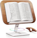 Book Stand for Reading, Adjustable Book Holder for Reading Hands Free, 360° Rotating Reading Stand, Large Rubberwood Cookbook & Bible Stand, Textbook Stand for Desk, Foldable Book Stand by Unknown