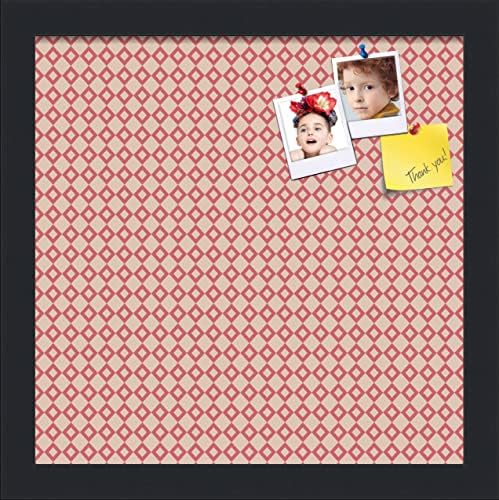 PinPix 12x12 inch Cork Bulletin Board. This Decorative Framed Pin Board Comes with Diamond Pattern in Pink and Beige Design and Satin Black. Ideal for Home, Office Decor or School (PinPix-290) by PinPixBulletinBoards