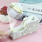 Buqoo 2 PCS Bling Crystal Handmade Diamond Sticky Note Holder and Tape Dispenser Office Supplies Dazzling Rhinestone Bling Desk Accessories for Women Office (Silver) - Image 3