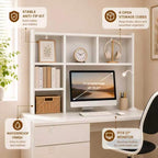 White Desk Hutch Dorm, Desktop Bookshelf with 5 Shelves - Image 6