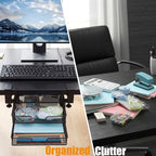 Cedilis Under Desk Drawer Organizer Slide Out, 2-Tier Metal Under Table Storage Drawers Clamp On for Home Office, Black, No Drilling - Image 5