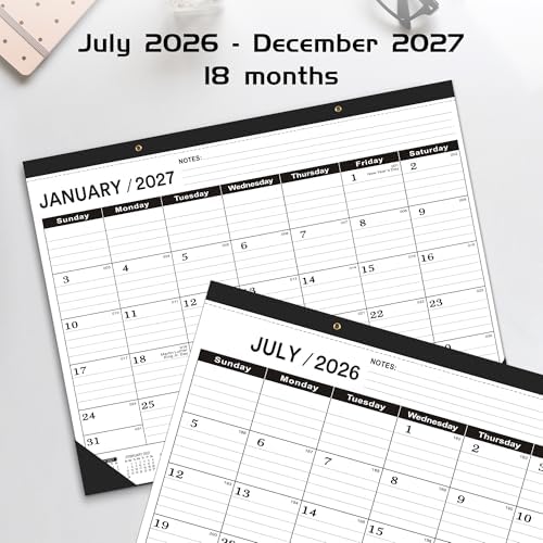 Desk Calendar 2026-2027 (July 2026 to December 2027),Desk Calendar 2026-2027 Large 22 x17,2027 Calendar,Classic Black,Large Desk Calendar 2027 with Plastic Cover (2 PACK) - Image 5