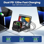 500W Charging Station for Multiple Devices, 10-Port USB C Fast Charger Stations,Dual USB-C 120W and 8 Ports Fast Charging Multi-Device Organizer Charging Dock Hub for Laptop Phone Tablet - Image 4