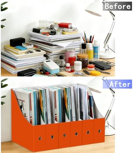 Limitliho 24 Pack Orange-Red Cardboard Magazine Holder for Desk or Shelves - Image 4