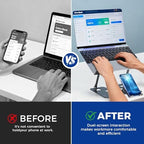 Ergonomic 2-in-1 Laptop Phone Stand for Desk, Adjustable Riser, Sturdy and Portable, Fits All Laptops and Phone（Black） - Image 3