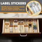 SpaceAid Bamboo Drawer Dividers with Inserts and Labels, Kitchen Adjustable Drawer Organizers, Expandable Organization for Home, Office, Dressers, 10 Dividers with 24 Inserts (17"-22" Natural) - Image 3