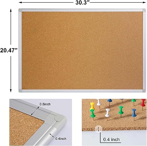 2-Pack Cork Board Bulletin Board 20 x 30 Inches, Silver Aluminium Framed Corkboard, Office Board for Wall Cork, Large Wall Mounted Notice Pin Board with 32 Pins - Image 3