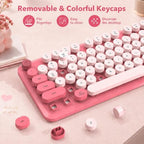 Wireless Keyboard and Mouse Combo, Round Keycaps, Magnetic Wrist Rest, Pink - Image 6