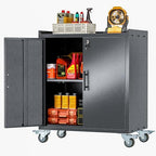 GAIOUS 35.6'' Tall Metal Garage Storage Cabinet with Wheels,Rolling File Cabinet with Lock and Adjustable Shelves,Outdoor Steel Tool Cabinet for Home,Office,Garage,Black by GAIOUS