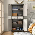 SUXXAN 71" Metal Garage Storage Cabinet with Pegboards,Drawers - Image 5