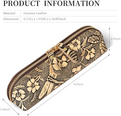 Gexmil Genuine Leather Pen Case, Hand-made Stationery Bag for Work Office - Image 2