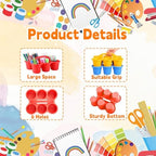 6 Pack Classroom Caddy Organizer with Handle Multicolor Plastic Table Caddy 6 Compartments Storage Cup Holder for School Supplies Art Crafts Crayons Pencils Stackable Desk Caddy for Office - Image 3