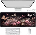 Heated Mouse Pad Hand Warmer, Warm Desk Pad Mousepad Desk Mat with 3 Levels Heating and Auto Shut Down 31.5 x 13 inch PU Leather Warmer Keyboard Mat for Gaming Office Home, Art Butterfly Flower by Unknown