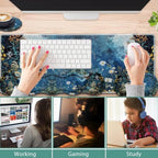 31.5"x 11.8" Oversized Gaming Mouse Pad Set, Ergonomic Keyboard and Mouse Wrist Rest + Cup Holder, Non-Slip Desktop Pad, Suitable for Home and Office Use, Flowering Plant Moon - Image 3
