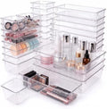 ZANORA 25 PCS Clear Plastic Drawer Organizer Set, Drawer Dividers Organizers with 4 Sizes Storage Trays, Bathroom Drawer Organizers Makeup, Vanity Drawer Organizer, Desk & Kitchen Storage Bins by Shopnow