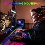 AIMSA Extra Large RGB Gaming Mouse Pad with 14 Light Modes, Extended LED Mouse Pad, Anti-Slip Rubber Base, Computer Keyboard Mousepad Mat, Abstract Purple Marble - Image 6