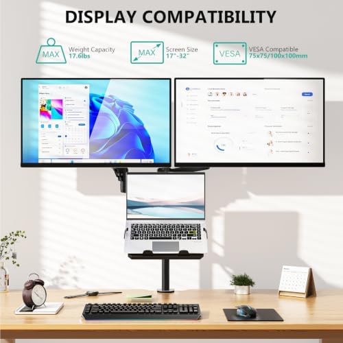 WALI Dual Monitor and Laptop Stand for 17" Notebook and 32" Screens - Image 2