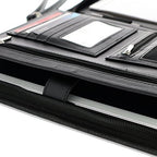 Customized Black Zippered Portfolio Binder with Junior Legal 5x8 Notepad - Engraved PU Leather Business Padfolio Organizer Folder with 8" Tablet Sleeve & Gift Box by Lautus Designs - Image 6