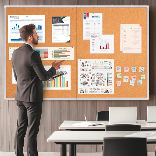 Maxtek Cork Board 48 x 36 in, Large Bulletin Board for Wall Aluminum Framed - Image 4