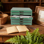 Vintage 6-Drawer Wooden Desktop Organizer Cabinet, Rustic Distressed Wood Card Catalog Cabinet, Antique Storage Box for Jewelry Cosmetics Craft Paper Home Office Decor (Green) - Image 4