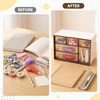 Briwooody 4 Pcs Mini Desktop Drawer Storage Box 3 4 6 9 Compartment, Brown - Image 2