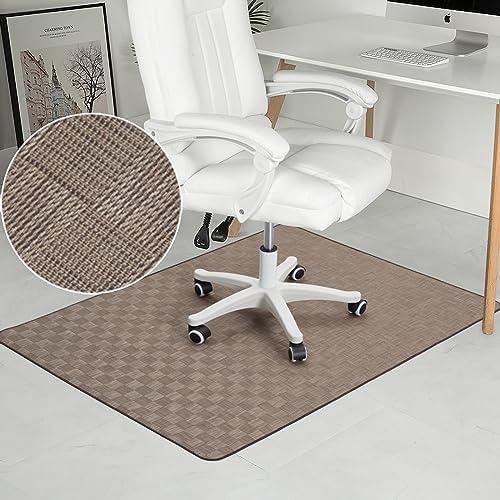 Chair Mat for Hardwood & Tile Floor, 47" x 60" Heavy Duty Office Chair Mat for Rolling Chairs, Anti Slip, Non-Curve, Floor Protector for Home Office, Brown Square by RccugmatS