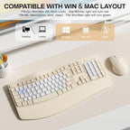 Wireless Keyboard and Mouse Combo,2.4G Ergonomic Wave Keys(Latte Color-B) - Image 4
