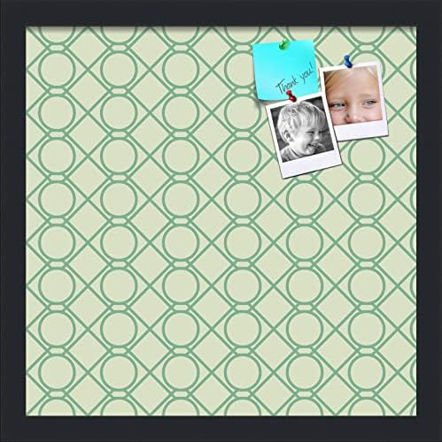 PinPix 15x15 inch Cork Bulletin Board. This Decorative Framed Pin Board Comes with Diamond Pattern in Green Design and Satin Black. Ideal for Home, Office Decor or School (PinPix-586) by PinPixBulletinBoards