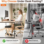 Adjustable Foot Rest Under Desk, Solid Wood Ergonomic Under Desk Footrest with Detachable Memory Foam Pad, Double Layer Foot Stool and Leg Rest with 3-Level Angle, for Home Office Gaming Chair - Image 4