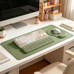 Sage Green 3-Piece Ergonomic Desk Mat Set, Memory Foam Keyboard Wrist Rest - Image 2