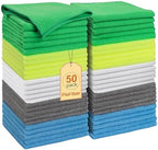 Microfiber Cleaning Cloths – 50 Pack, 15"x15" Ultra Soft, Lint-Free, Quick-Dry Towels for Cleaning Car, Home, Kitchen & Garage – Reusable Microfiber Rags by PioFiber