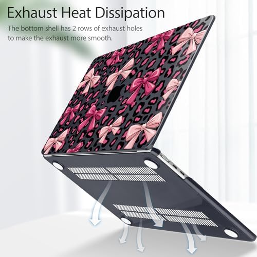 Tuiklol for 2025 2024 2023 MacBook Air 15 inch Case M4 M3 M2 Chip, Model A3241 A3114 A2941 Hard Shell Case with Keyboard Cover & Screen Protector for MacBook 15.3'' Cover, Leopard Print Bow - Image 4