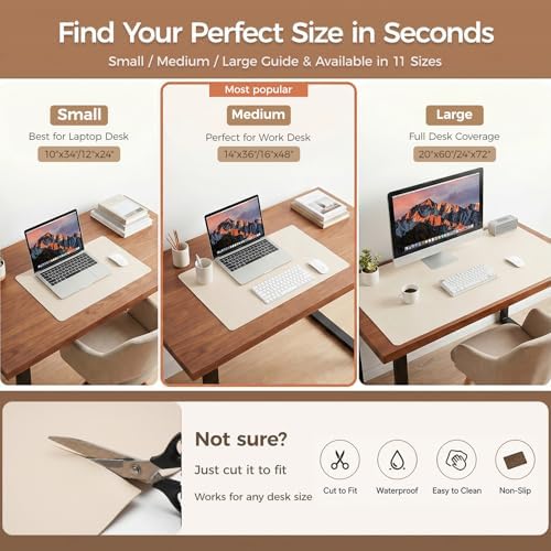 1.6mm Thick Leather 14x48 Inch Non-Slip Mat, Waterproof Countertop Protector, Bedroom Dresser Top/Kitchen Cabinet Runner, Creamy White - Image 7