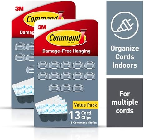 Command Round Cord Clips, Damage Free Hanging Cable, for Hanging Electrical Cables, 26 Clear Cord Clips and 32 Strips - Image 2