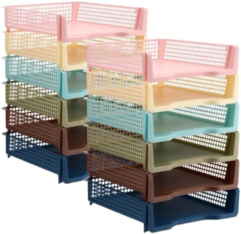 Weysat 12 Pcs Turn in Trays, Classroom Paper Tray, Morandi Tones, Narrow by Weysat