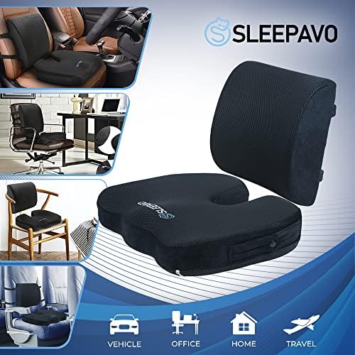 Sleepavo Memory Foam Seat Cushion for Sciatica Tailbone Coccyx Pain Relief - Image 2